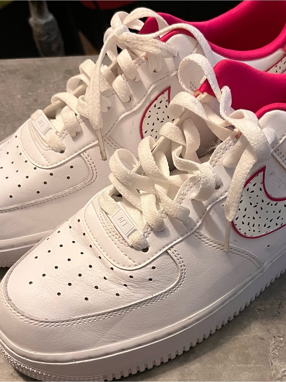 Nike White Sneakers with Hot Pink Accents